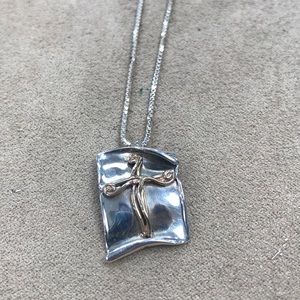 Sterling Silver & 14k Cross Necklace